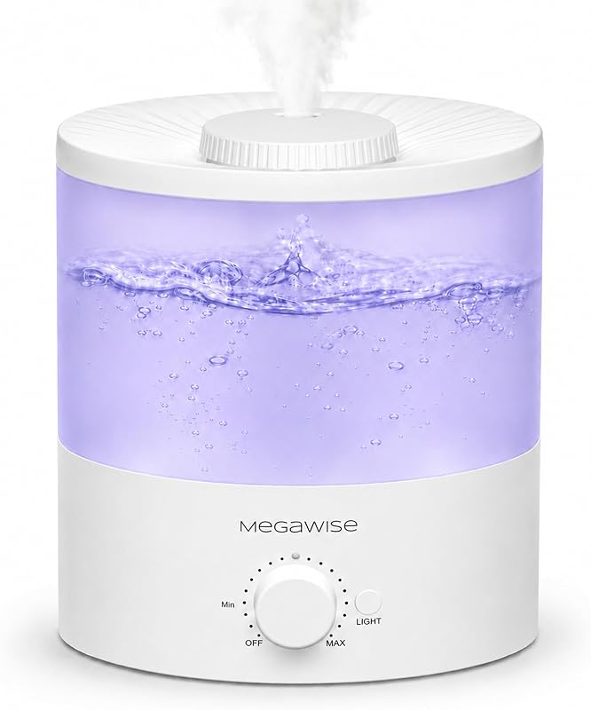 Cool Mist Humidifiers for Bedroom, 2L Tank Ultra-Quiet Humidifier for Large Room, 40H Runtime with 7 Color Ambient Light, Auto Shut-Off Protection