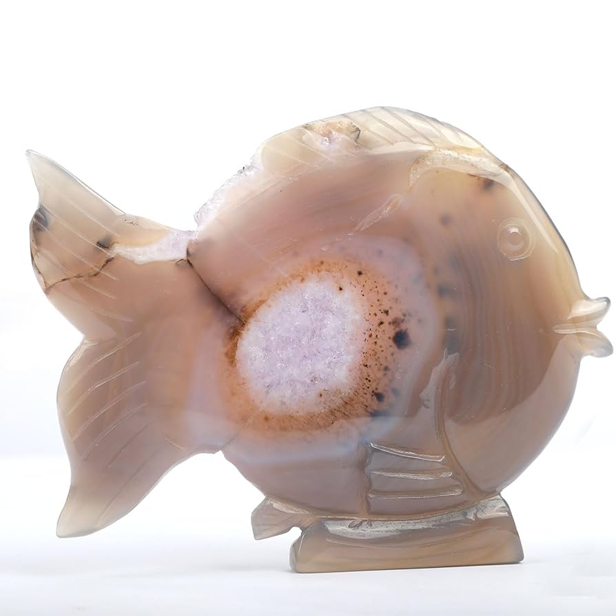 Amazon.co.jp: gemshan メノウ 魚像 手彫り 宝石 置物 石 動物