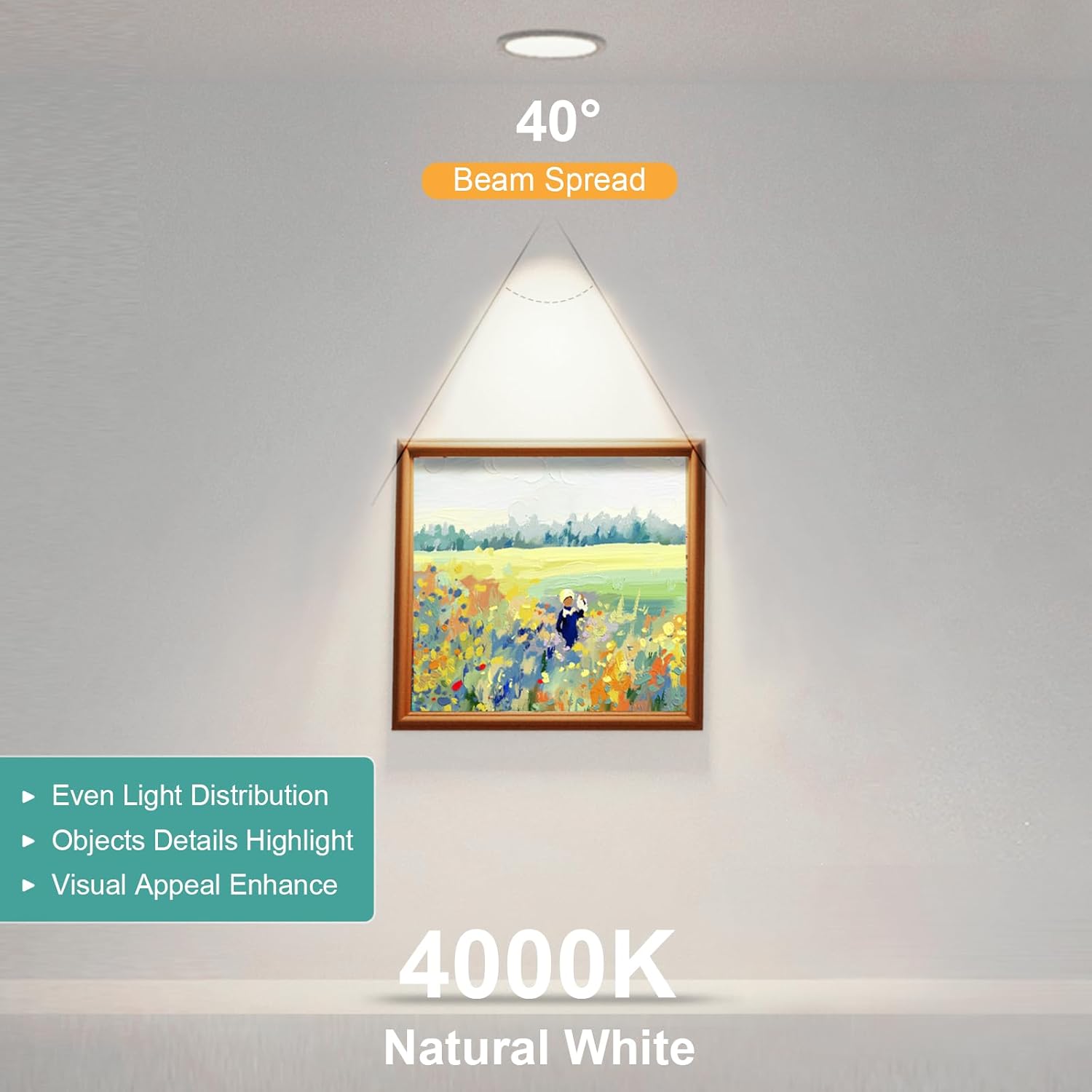 DiCUNO PAR16 LED Bulb Dimmable, 5W Long Neck Spotlight Bulb, 500Lumen, 40° Beam Angle, Natural White 4000K, 50W Equivalent E26 LED for Recessed Light, Curio Cabinet Pack of 6