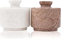 Vista 17 de Salero de mármol con tapa de 3 pulgadas, contenedores celtas blancos y oceánicos de sal y pimienta para el hogar y la cocina, cuencos de sal