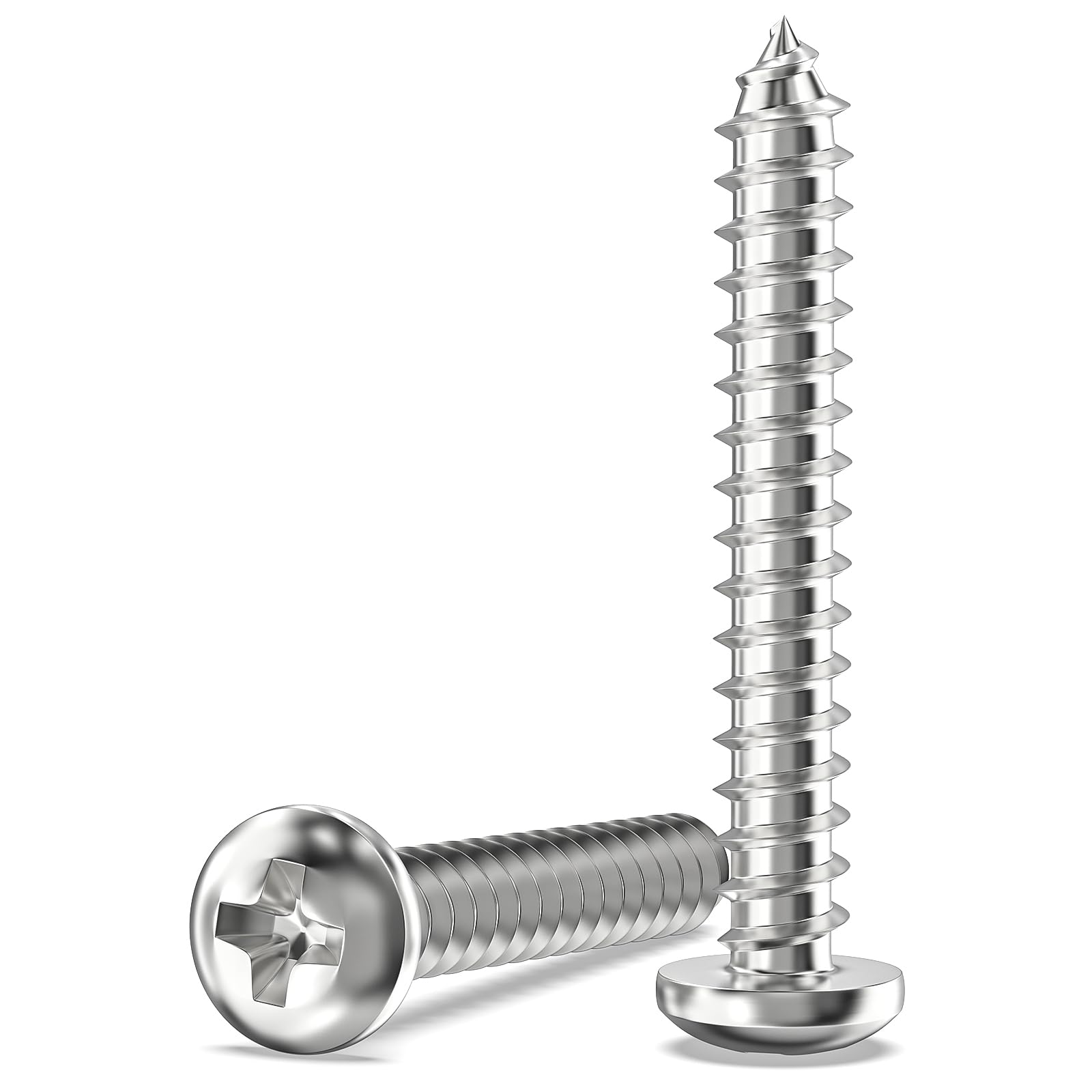 Valorada 50Pcs M5 Screws for Wood, Metal, Plastic, M5 x 35mm Button Head Self Tapping Screws, Phillips Drive, 304 Stainless Steel, Full Thread