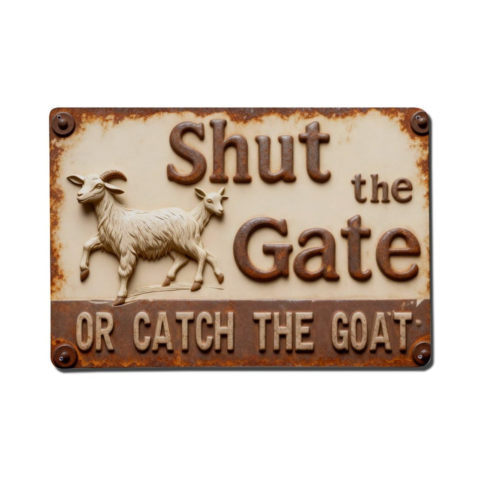 Shut The Gate Or Catch The Goat Vintage Metal Tin Sign Retro Wall Decor, Bar Garage Cafe Kitchen Home Wall Art Poster Decoration 8x12inches