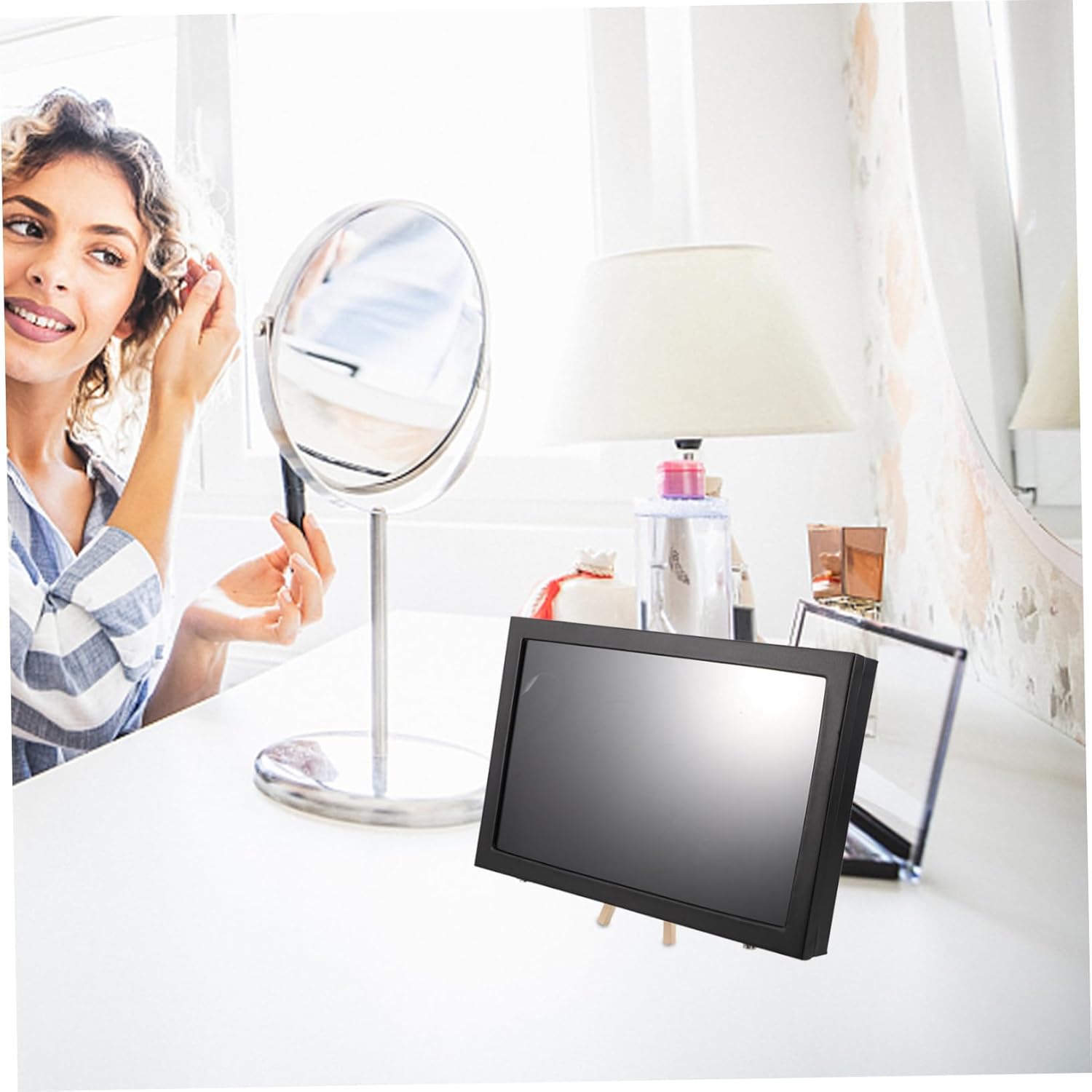 Ciieeo Large Enamel Pin Display Case 14 x 9.5 Shadow Box with Easel for Medals Jewelry Pins and Collection Wall and Tabletop Use