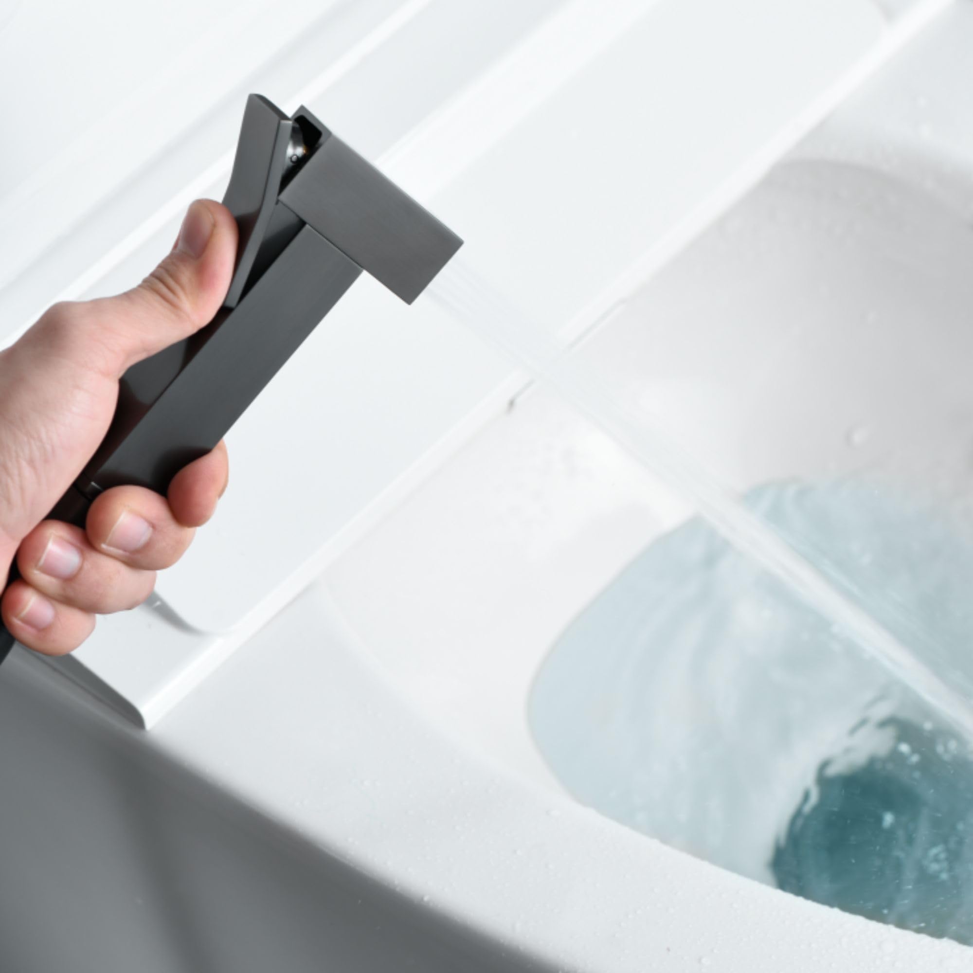 IMEX - Ducha Bidet Agua Fría y Caliente Color Negro | Grifo Bidet Empotrado para WC Black Gun Metal | Ducha Higiénica Monomando para Inodoro | Grifería Sustituto de Bidé | Serie Irlanda