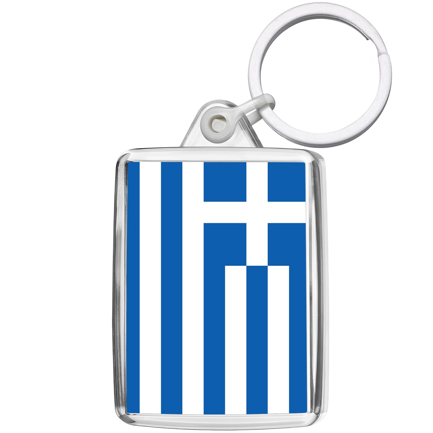 Pixly Unisex Clear Pixly® Greece Flag Keyring Key Fob Country Keychain Keepsake Greek Souvenir Gift