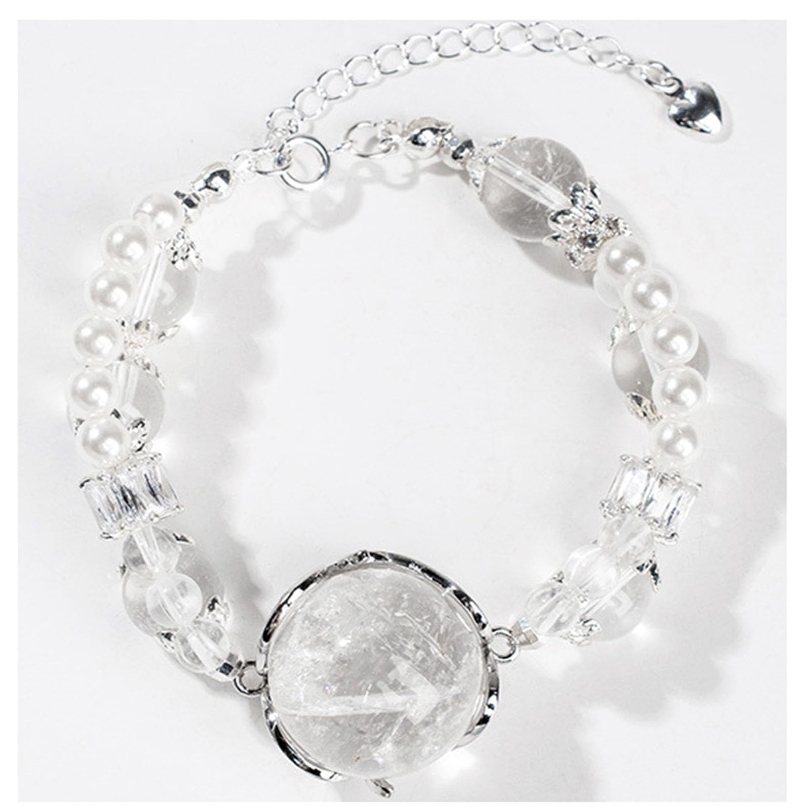 Bracciale in Cristallo di Quarzo Trasparente Naturale Gioielli con Perline di Pietra preziosa Bianca Pura per chiarezza mentale, amplificazione energetica ed Equilibrio Quotidiano