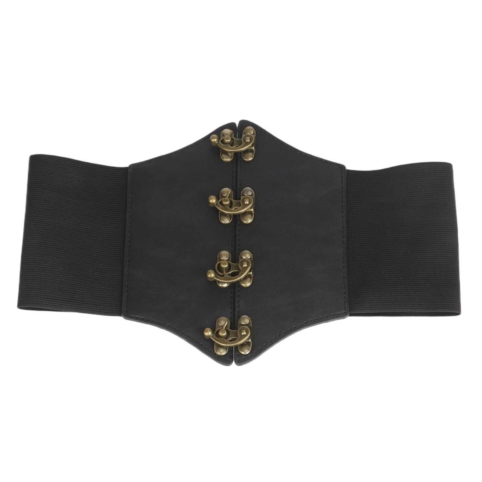 Ayztantine Unisex Black Adjustable Cummerbund For Men Retro Large Size Women Buckle Elastic Wide Girdle Waistband Decorative Punk Belts Corset Dress Cummerbunds Apparel Accessories(68Cm)