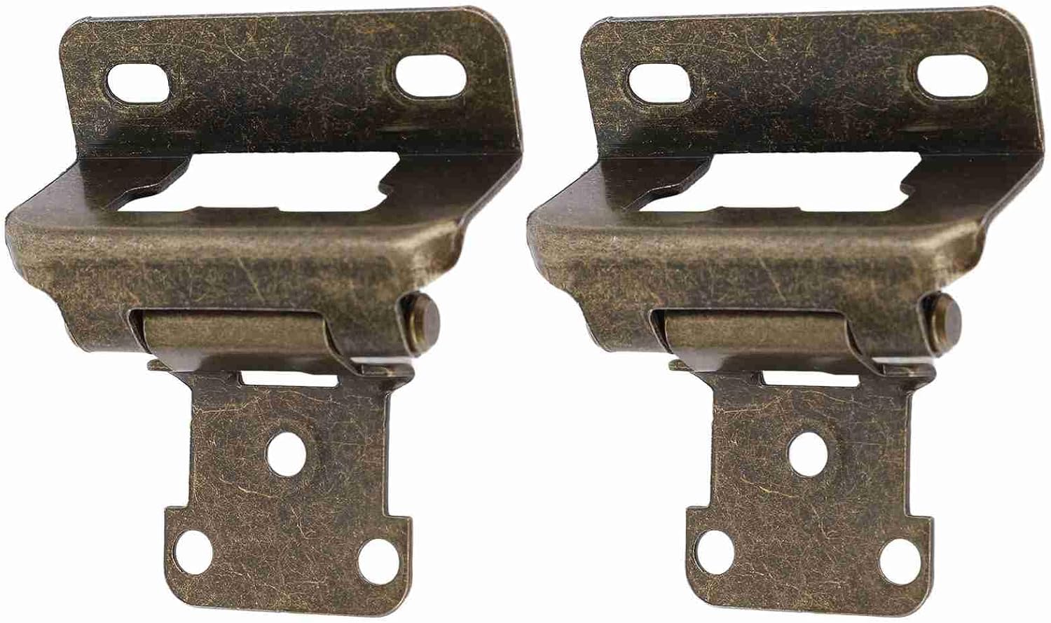 Self Closing Cabinet Hinge, 2Pcs Enhanced Safety Steel Semi Wrap Overlay Cupboard Door Hinge with Easy Installation, for Kitchen Bathroom RV Boat Campervan (Bronze)