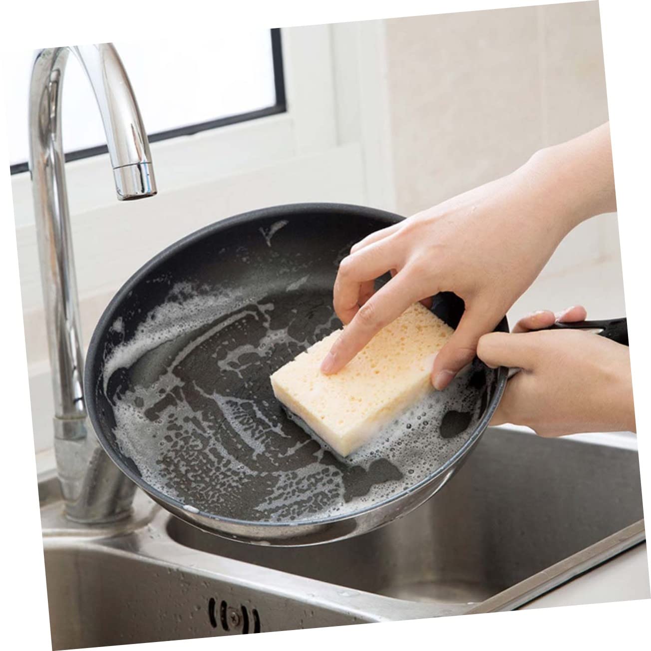 3 Éponges Vaisselle Biodégradables Okaywork - Cellulose 100% - Lavables - 10x7x3cm - Noir