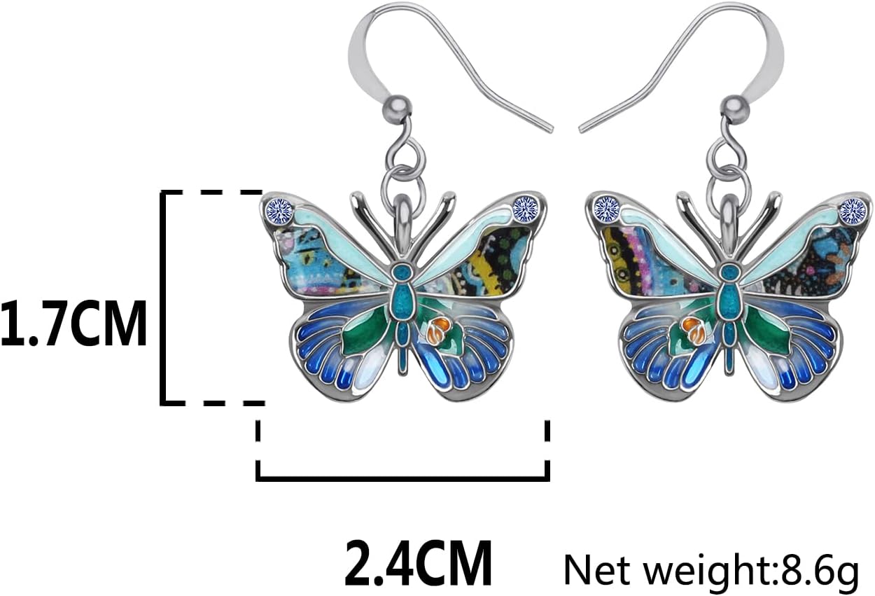 BONSNY Enamel Sweet Butterfly Gifts for Women Earrings Dangle Jewelry Novelty Funny Charms Accessories - Image 7