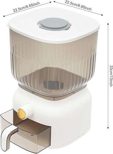 Miniatura 6 de Dispensador de arroz de 13.2 lbs, contenedor grande de almacenamiento de granos sellados con taza de arroz, dispensador de alimentos, organizador de