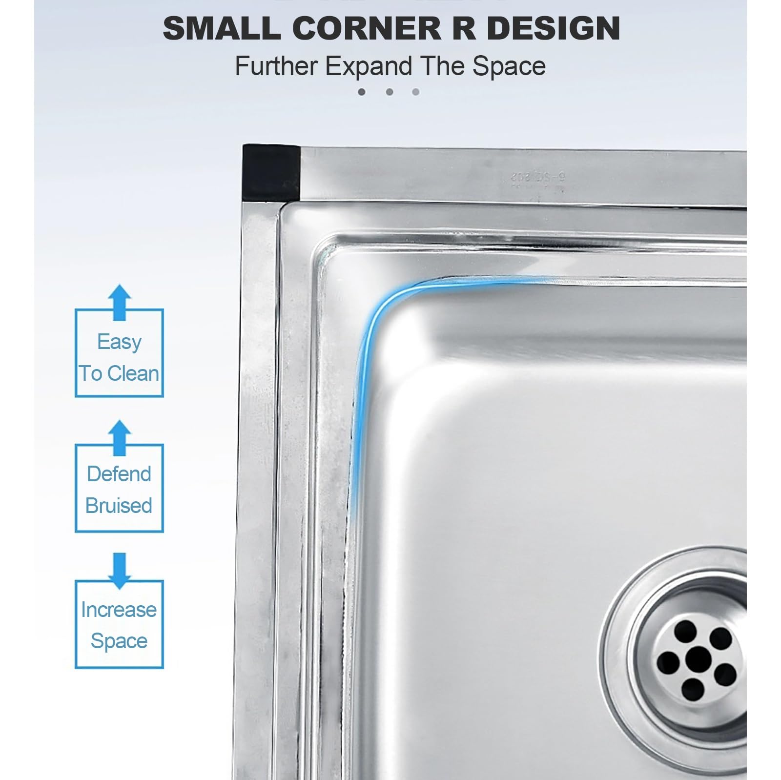 Fregadero De Cocina Comercial Fregadero Acero Inoxidable De Acero Inoxidable Con Banco De Trabajo con Grifo y Estante de Almacenamiente para Bar Camping Jardin Lavandería Garaje. (Color : Single cold