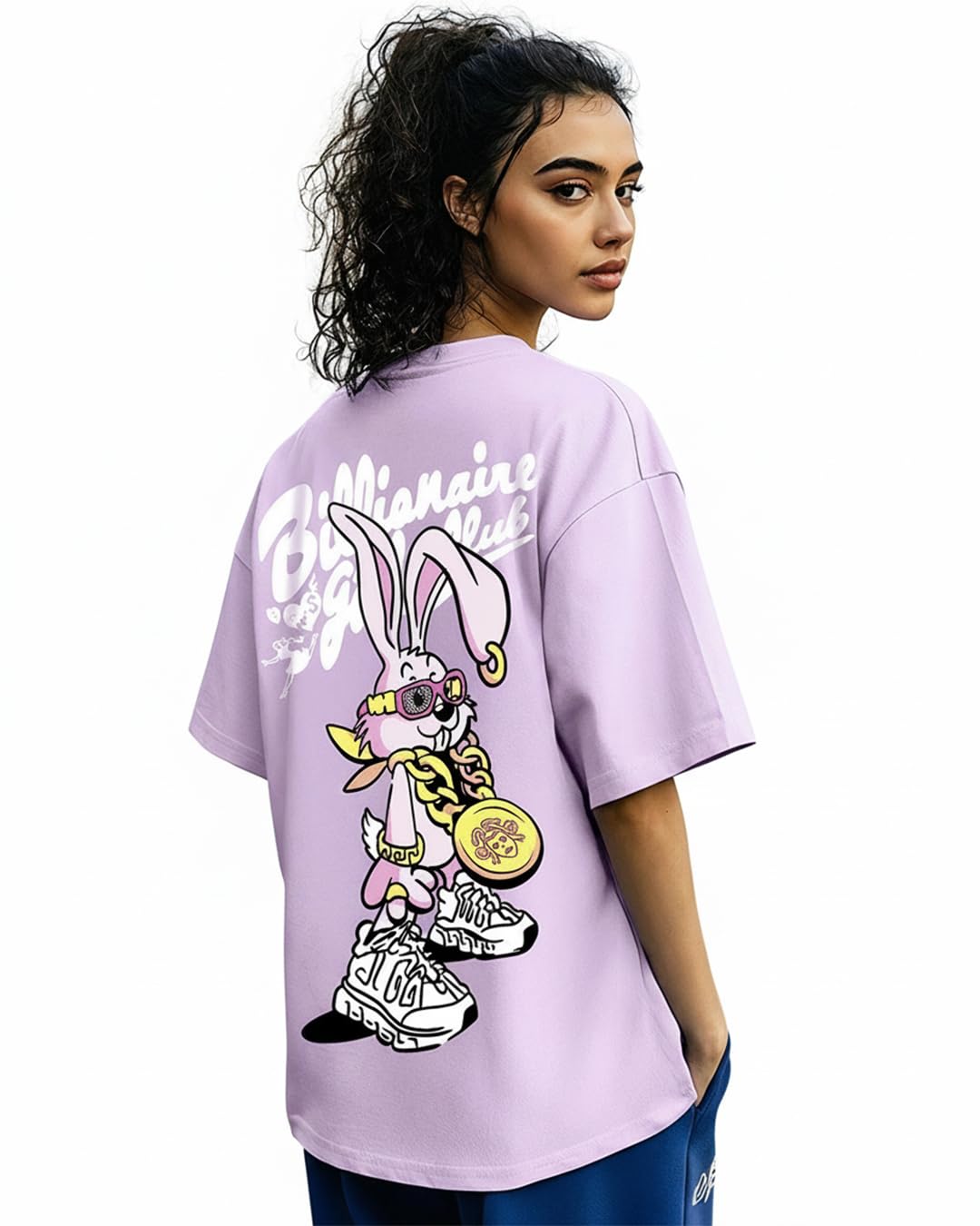 Bewakoof Women's Cotton Oversized Fit Half Sleeve Round Neck T-Shirt | Casual wear | Streetwear | Oversized Tshirt for Woman Cotton| Baggy