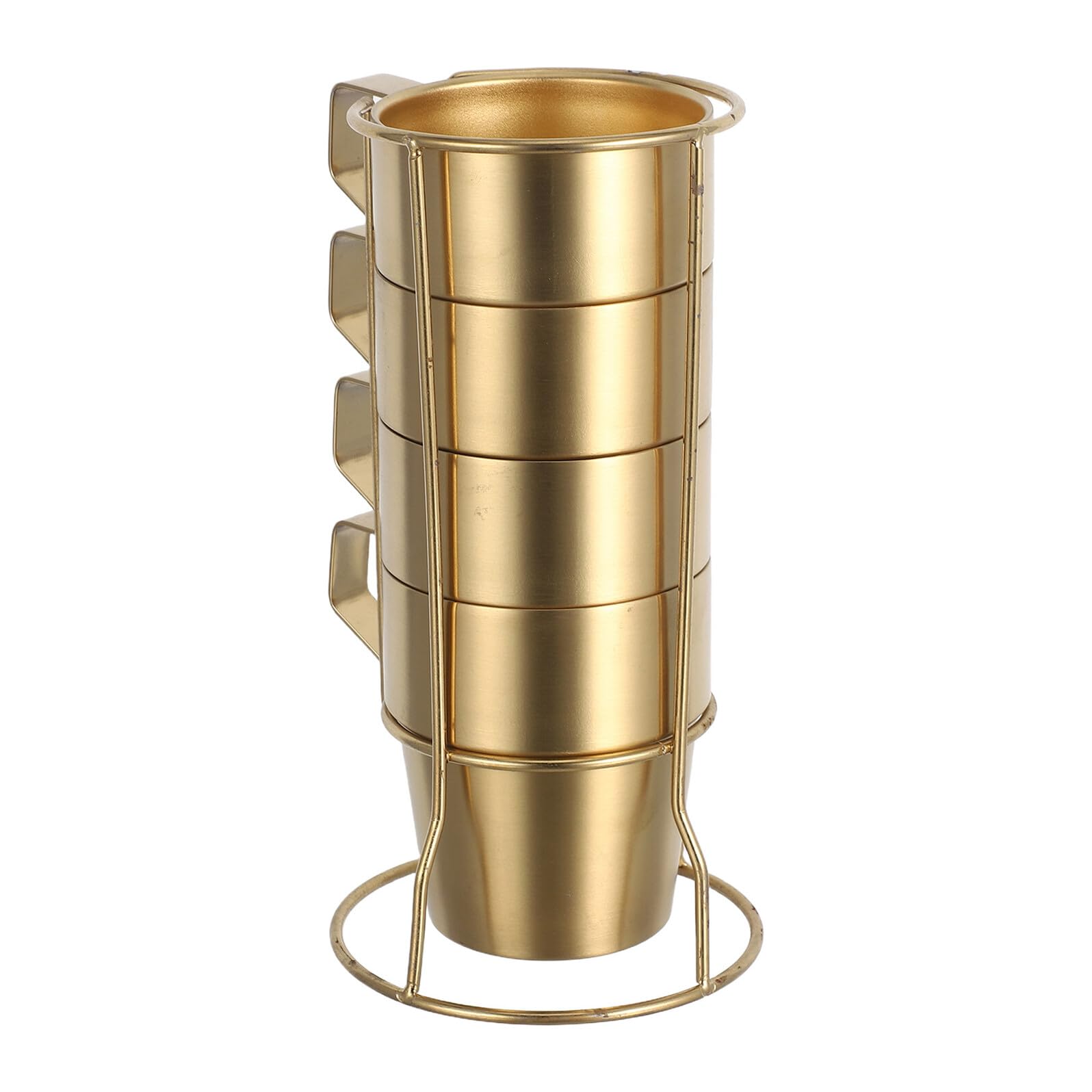 NOLITOY Juego de 4 Tazas Térmicas Infantiles de Acero Inoxidable de 300 Ml con Doble Pared y Asa Resistente al Calor Apilables con Soporte Dorado Adecuado para Té Café y Bebidas Frías