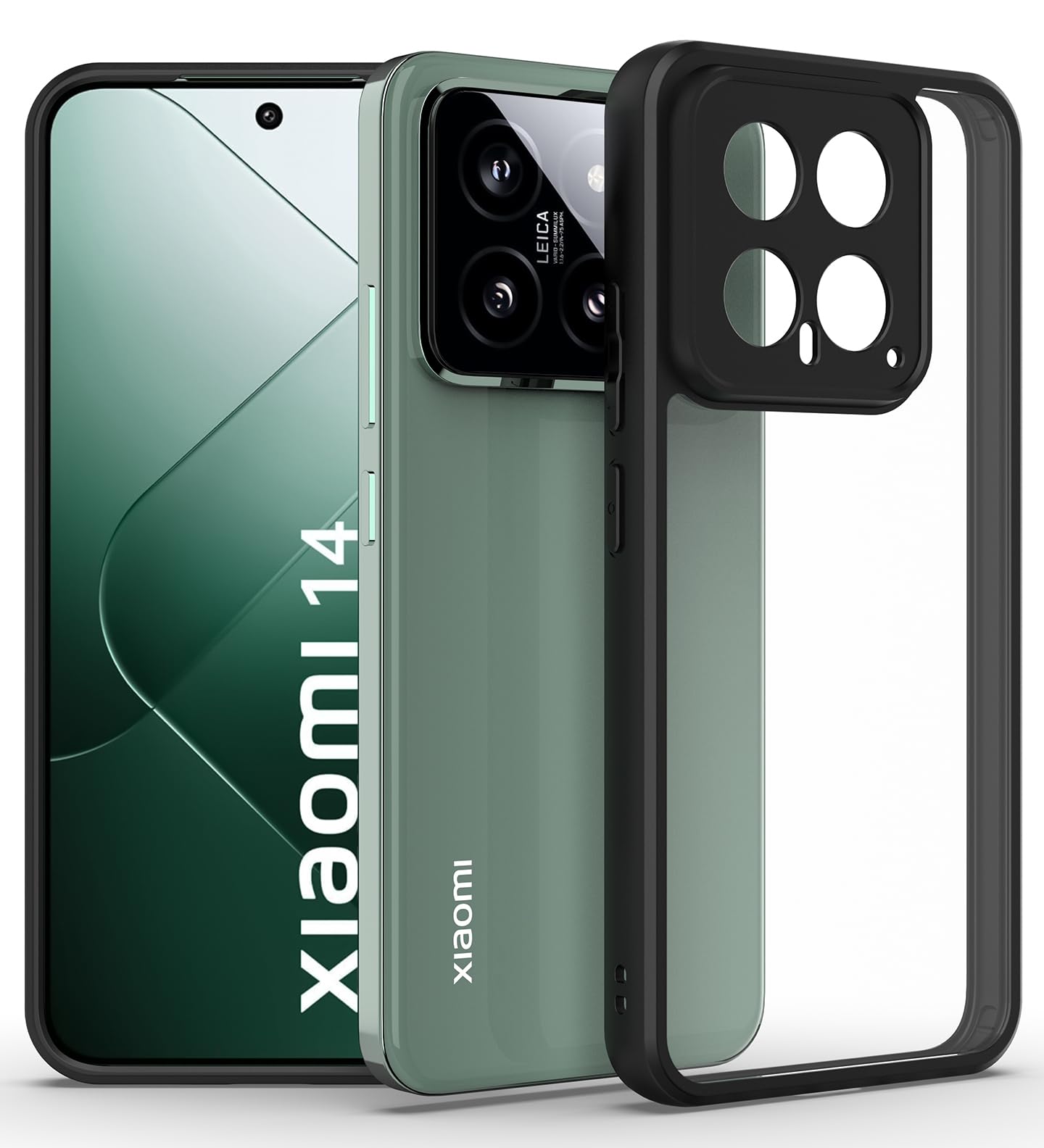 KAPAVER Hybrid Series Back Cover Case Compatible with Xiaomi 14 (PC+TPU) (Black)