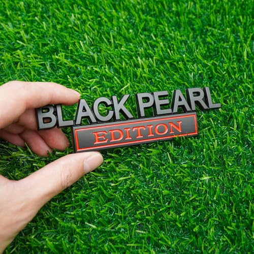 Image of Pair Set Black Pearl Edition Emblem 3D Letter Fender Tailgate Badge Decal Sticker Nameplate for Universal Vehicle, Car, Truck, SUV Motorcycle Accessories (Black Red)