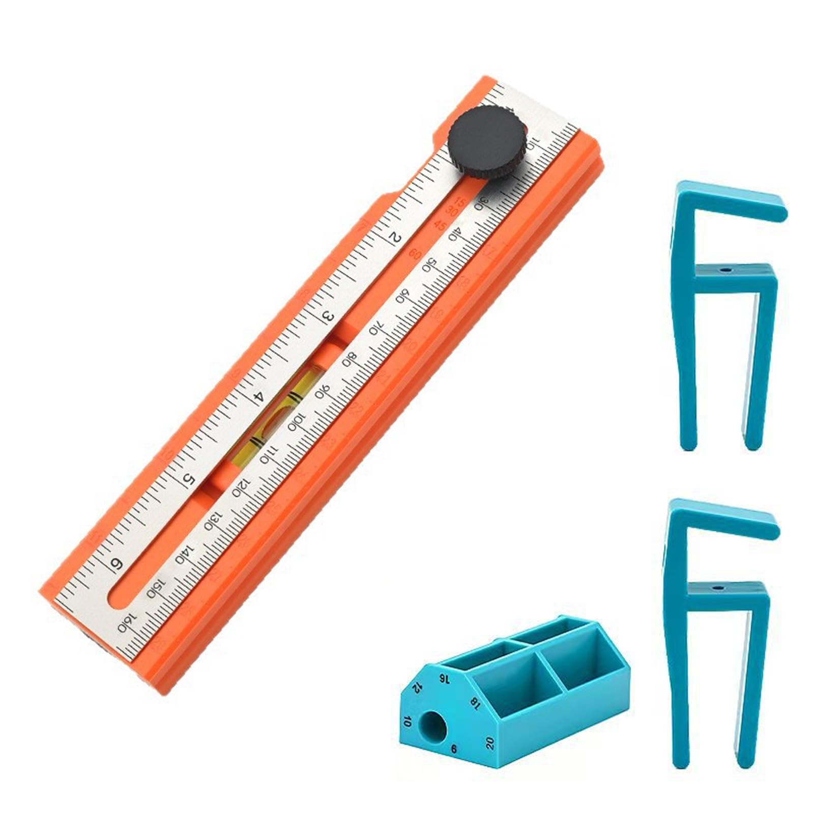 Multifunctional Angled Ruler Woodworking Protractor Leveling Measure Tool with Depth Gauge Accessories Furniture Making Angled Ruler