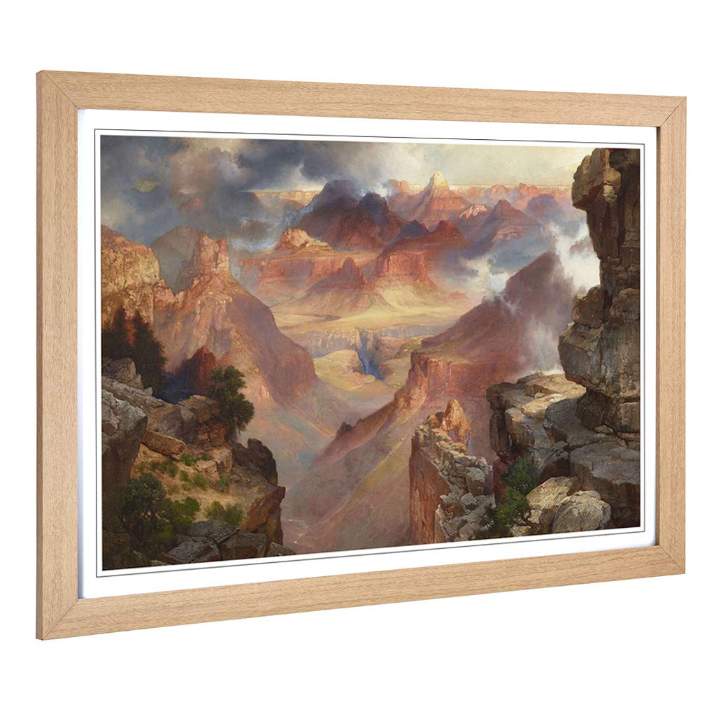 Big Box Art Framed Print of Thomas Moran Grand Canyon of Arizona Design | Wall Art Picture | Home Decor for Kitchen, Living Room, Bedroom, Hallway, Oak, A2 / 24.5x18 Inch / 62x45cm