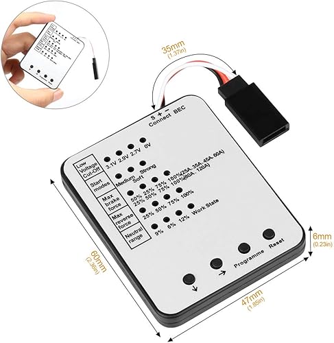 Vista 7 de Surpass Hobby Tarjeta de programación RC Car Controlador de velocidad electrónico Programador Tarjeta de programa LED solo compatible con Supass