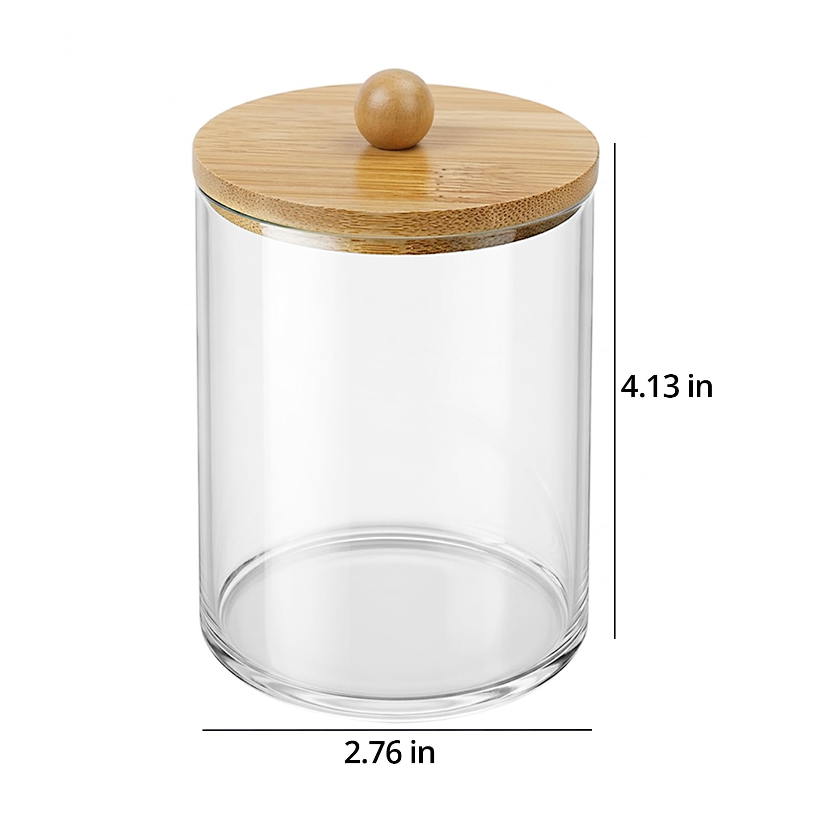 Apothekerglas-Behälter für Wattestäbchen, Bälle, Pads, Zahnseide für Badezimmer, transparent, Kunststoff, mit Bambusdeckel, 284 ml, 284 ml