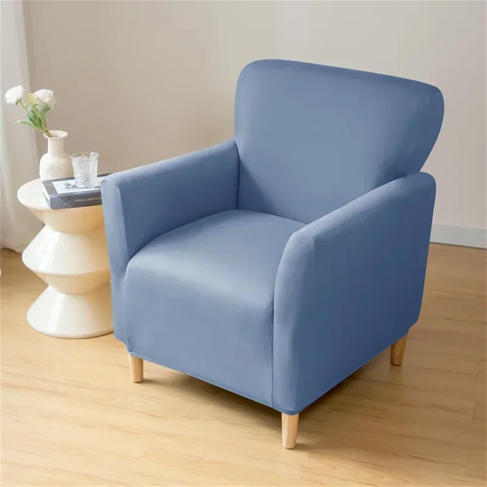 Rivestimento Della Poltrona Spandex Tub Chair Cover Stretch Club Armchair Slipcovers for Living Room Elastic Single Sofa Covers Home Bar Counter Hotel(Black Sofa Cover)