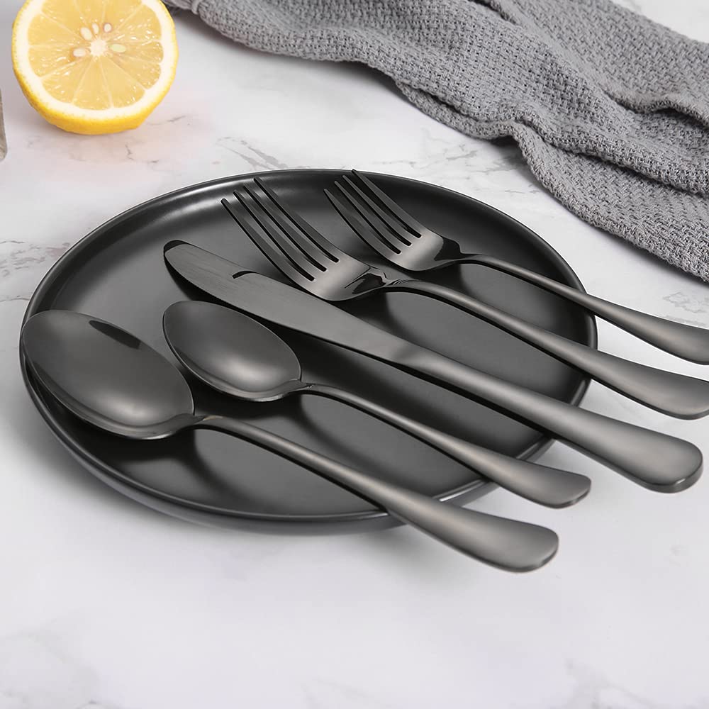 Xingjiake Black Silverware Set, 40 Piece for 8, Stainless Steel view 6