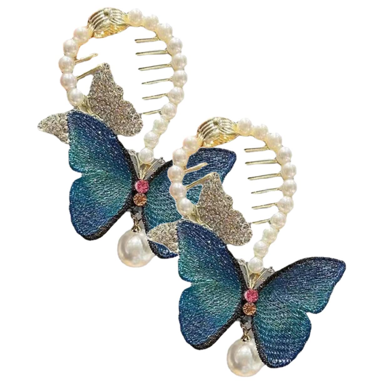 minkissy 10pezzi Fermagli Per Chignon Con Strass Forma Di Farfalla Per Acconciature Eleganti e Versatili Accessori Per Per Donne e Ragazze Clip Per Coda Di Cavallo Con Perle e Design