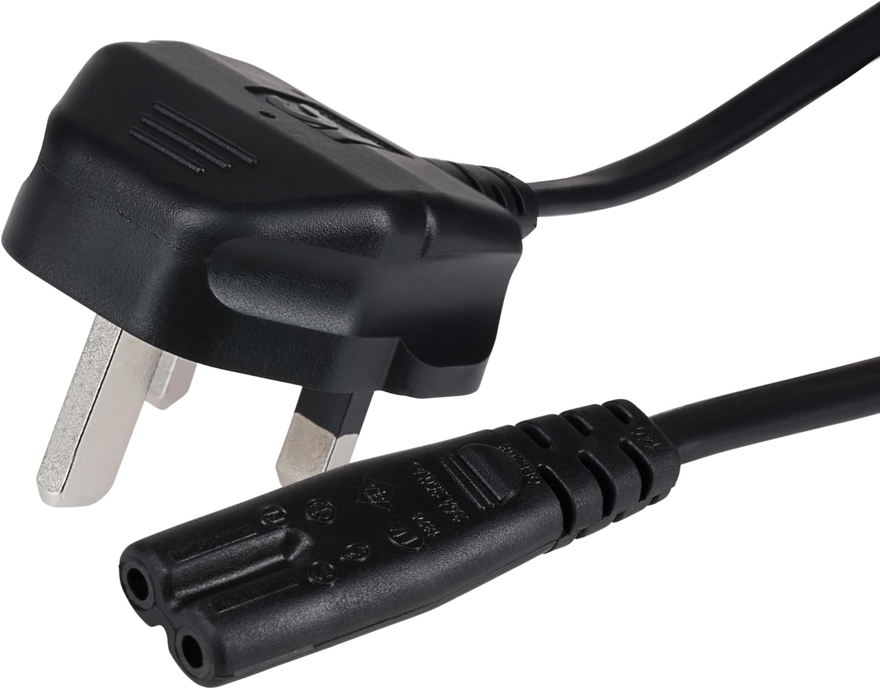 Maplin Power Lead IEC C7 Fig 8 2 Pin Plug to UK 3 Pin Mains Plug 3 Amp Fuse, 2m Cable