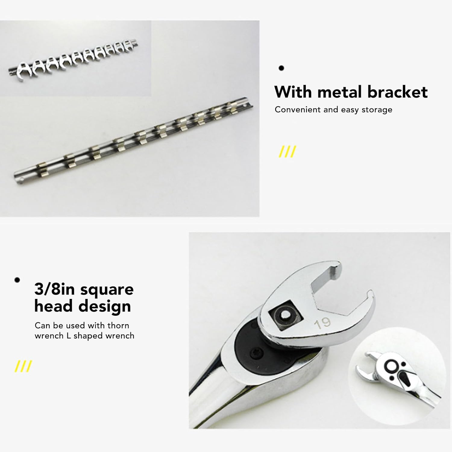 10pcs Crows Foot Wrench Set 10mm to 22mm Sizes Metric Nut Wrench for 3 8in Drive Ratchet Great for Automotive Repair Work Ideal for Tight Spaces