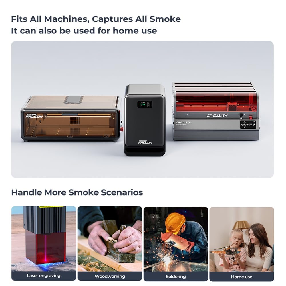 Creality Falcon A1 Pro 20W Laser Graviermaschine Komplettset mit Honeycomb Wabenplatte & AP1 Rauchreiniger, Kamera, Autofokus, Touchscreen, Geschlossener Laser Cutter, 600 mm/s, 358 × 268 mm