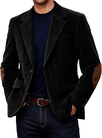 Mens Corduroy Suit Jacket Slim Fit Notch Lapel Single Breasted Blazer Casual Sport Coat Textured Business Jacket