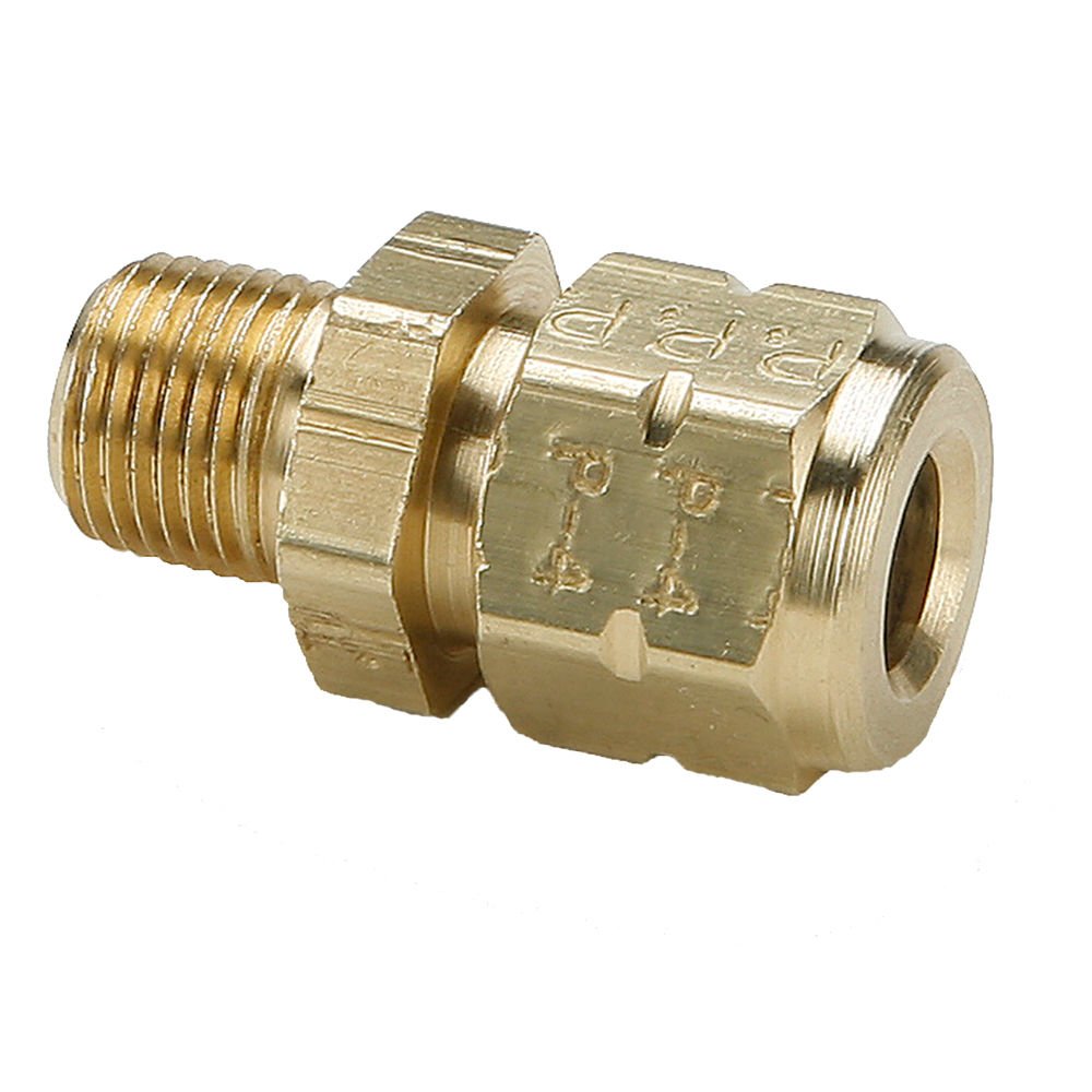 Parker 68VL-8-8-pk10 Vibra Lok Compression Style Fitting, Tube to Pipe, Compression Connector, Brass, 1/2