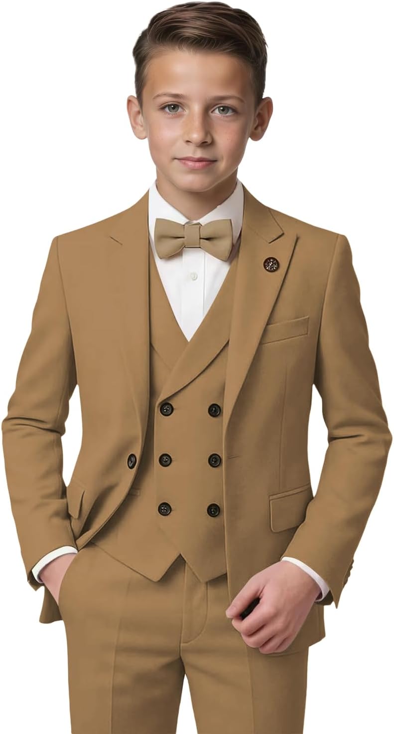 Boys' Suits Slim Fit 3 Piece Kids Suits Tuxedo for Boys Toddler Homecoming Prom Wedding Formal Dress Suit Outfits