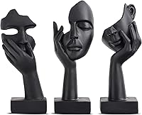 oliruim 3PCS Black Thinker Abstract Statue Set - Modern Resin Figurines for Home Decor, Shelves, Desk, Bedroom (6 Inch Small Sculptures)
