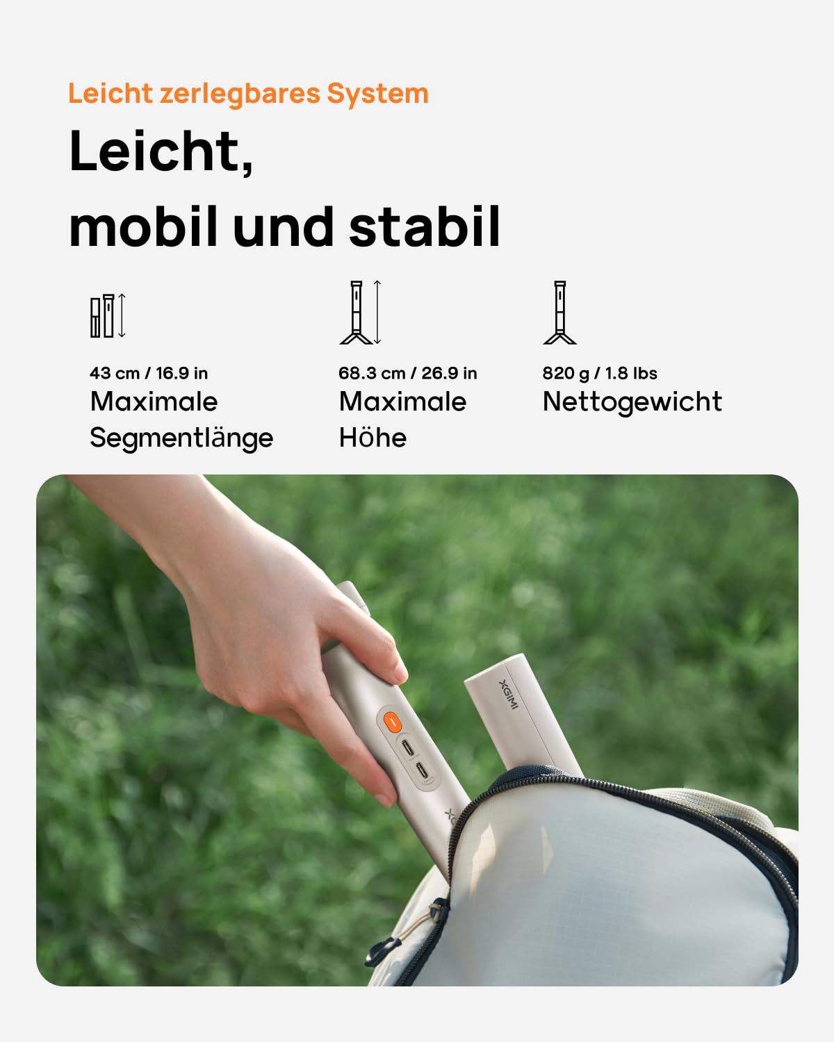 XGIMI PowerBase Standfuß, 2-in-1 Beamer Stativ & Powerbank für MoGo 4 | 5h Video-Akkulaufzeit, 12h Musik, schnelle Befestigung, leicht & tragbar für MoGo 4