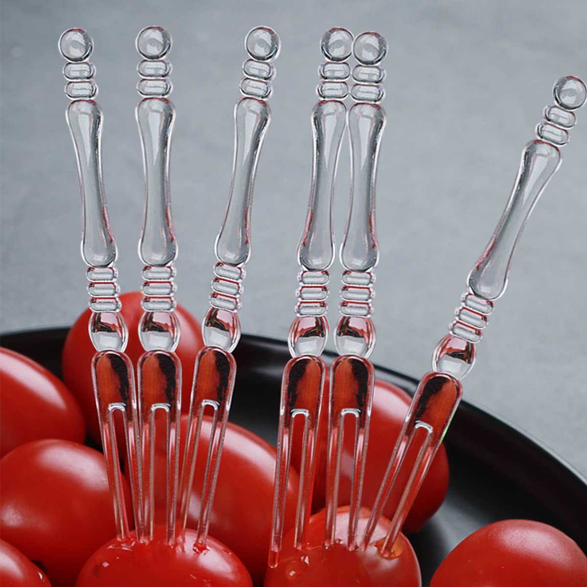 Ouliget Disposable Clear Plastic Fruit Forks,Mini Cake Forks,Tasting Appetizer Forks, Dessert Forks Party Supplies,4 Inches,80 Pieces. — Amazon image 3