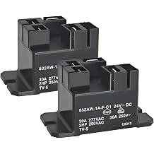 Relay 832AW-1A-F-C1 24VDC Pack of 2 - 30A Heavy Duty Power Relay - 250VAC SPDT Quick Connect for HVAC & Home Appliances