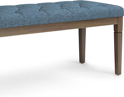 Miniatura 46 de SIMPLIHOME Waverly - Banco otomano rectangular tradicional copetudo de 48 pulgadas de ancho en piel sintética vegana marrón envejecida, ensamblado,