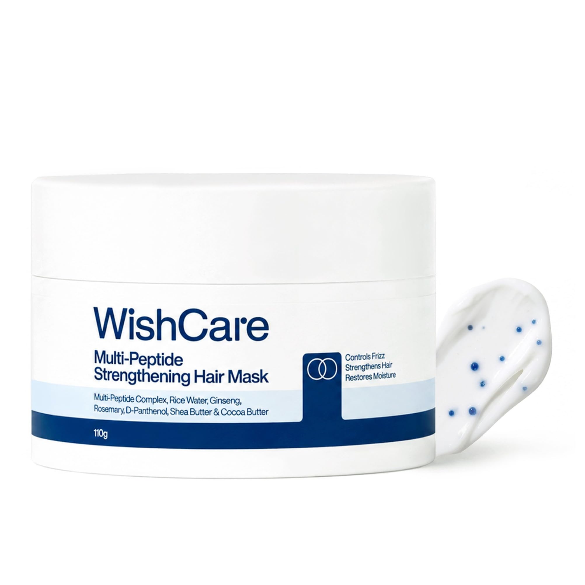WishCare Strengthening Hair Mask for Frizzy, Dry & Damaged Hair, 110 ml | Multi-Peptide Hair Mask for Hairfall Control & Damage Repair, With Rice Water & Rosemary, Deep Conditioning & Moisturizing