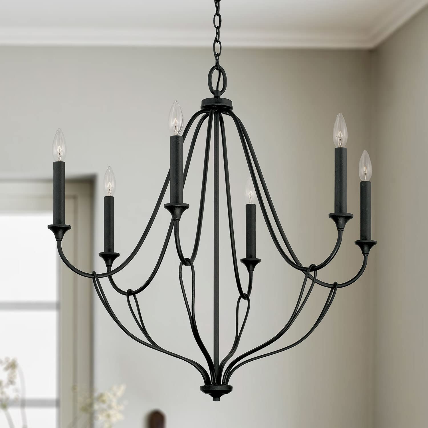 Capital Lighting 441661BI Bentley - 6 Light Chandelier, Black Iron