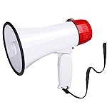 MyMealivos Portable Megaphone Bullhorn 20 Watt Power Megaphone Speaker Voice and Siren/Alarm Modes with Volume Control and Strap (White&Red)