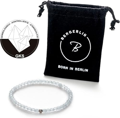 Miniatura 2 de BERGERLIN - Pulsera de piedra real natural con perla de plata de ley 925, piedras facetadas de 532 de pulgada, pulseras genuinas con calidad