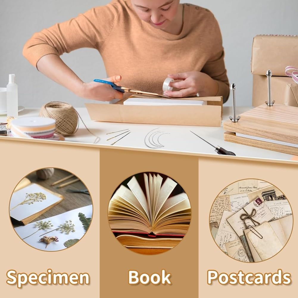 Prensa de Libros, Kits de Encuadernación de Libros, Kit de Encuadernación de Libros para Principiantes, Herramienta de Carpeta de Huesos para Bricolaje 7,9x11,6 Pulgadas