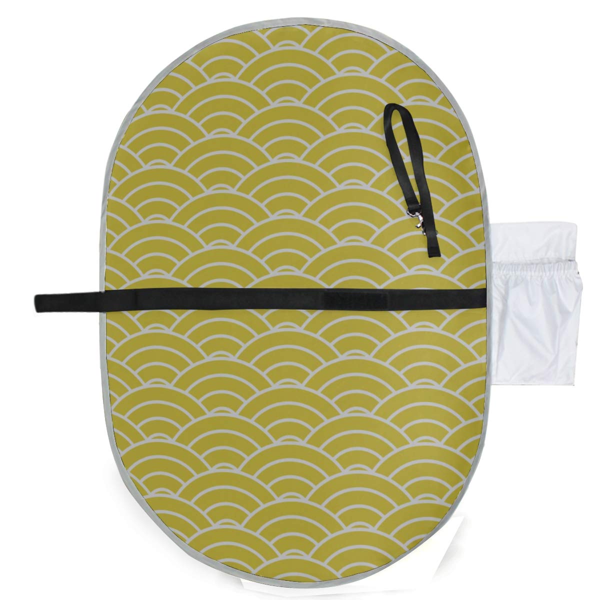 Yellow and White Waves Baby Boy Changing Mat Diaper