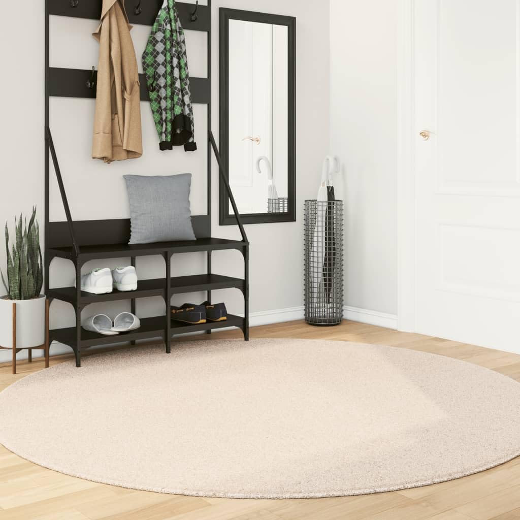 Tapis à poils courts beige Ø 200 cm lavable Huarte pour salon