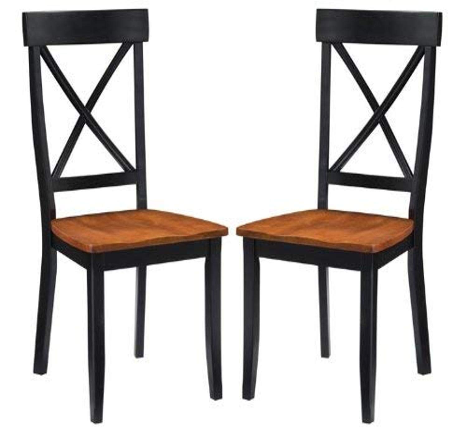 Home Styles Classic Black and Oak Pair of Dining Chairs, with Solid
