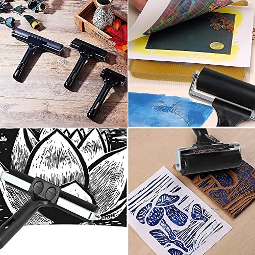 Printmaking Brayers - 3 Pack Mihao Premium Brayer Rollers For Crafting, Hard Rubber Roller Brayers, Vinyl Roller Ink Paint Brush For Wallpapers Stamping Gluing Application #TOP5