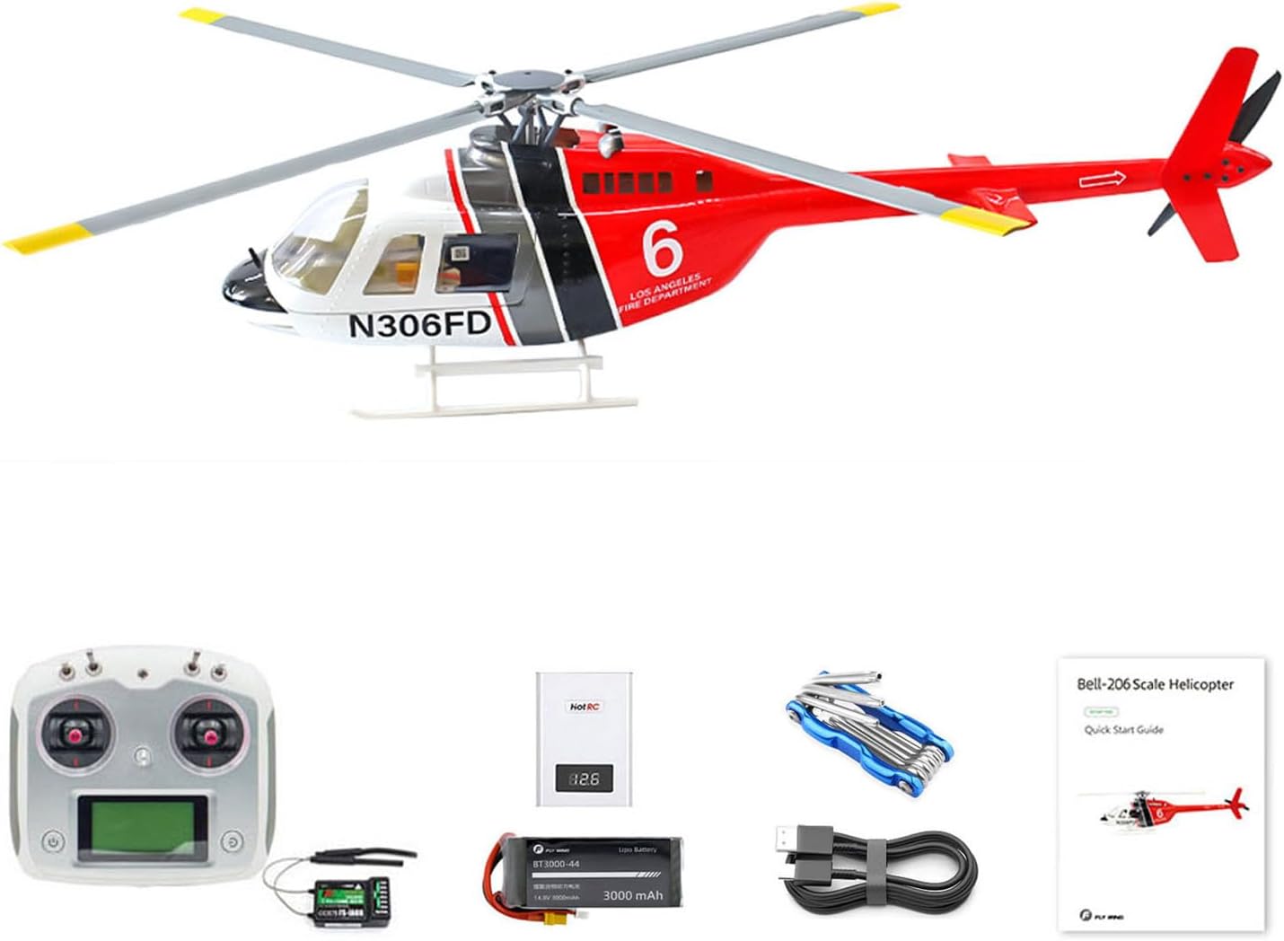 TOUCAN RC HOBBY 2.4G RC FlyWing Bell 206 Helicopter 4 Blade Rotor Remote Control Aircraft GPS Brushless Motor Battery RTF Smart Drone Gift