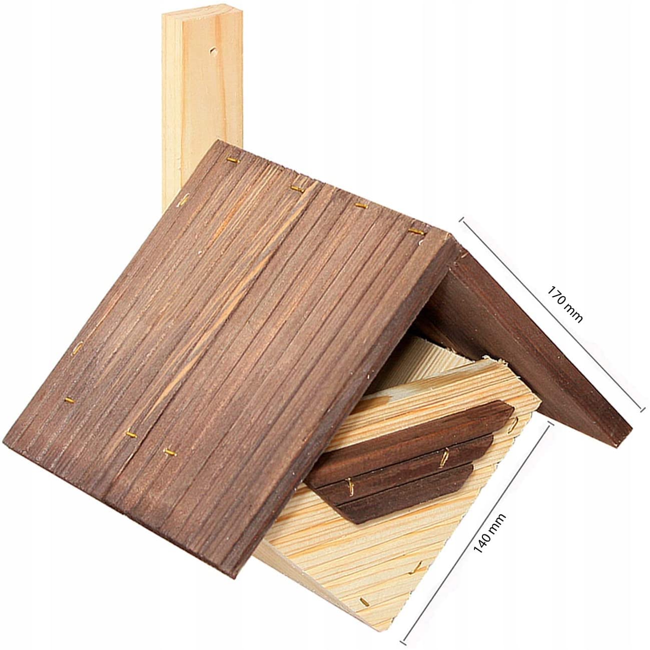 MAZUR 4X Vogelfutterhaus aus Holz Mix | Nistkasten | Vogelfutterspender | Vogelfutterstation | Vogelhaus | Vogelhäuschen | Wetterfest | Kleinvögel, Gartenvögel, Singvögel, Wildvögel