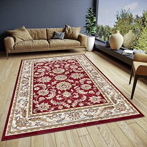 Hanse Home Reni Tappeto orientale, classico, a trama fitta con ornamenti e motivi floreali, morbido pelo corto, per camera da letto, sala da pranzo, soggiorno, corridoio, rosso, crema, 140 x 200 cm